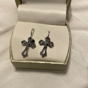 Hanging cross earrings